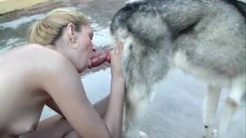 Attractive muscular man and slim blonde enjoy pleasant outdoor intercourse