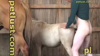 Thin guy screwing anything that stirs in his shed