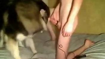 Spicy as hell Husky and young man have sex in the bedroom