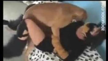 Homemade fursuit brunette gets fucked by a dog