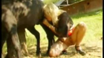 Horny older blonde babe blows hung guy's cock after raunchy threeway