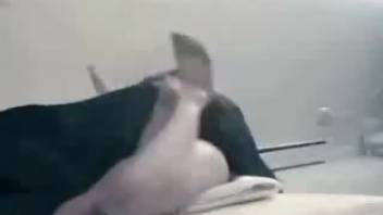 Groaning beauty being pounded with legs splayed open