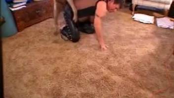 Hot mom in fishnet blouse gets screwed by her eager pup