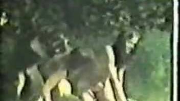 Footage of deviant women engaging in bizarre erotic acts with canines