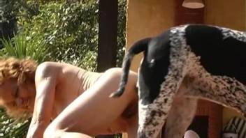 Curly-locked Hispanic woman receiving punishment through doggy intercourse