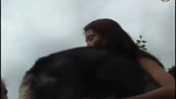 Big dog bangs owner's girlfriend while she directs