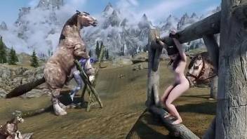 3D Skyrim bestiality with horses that fuck around